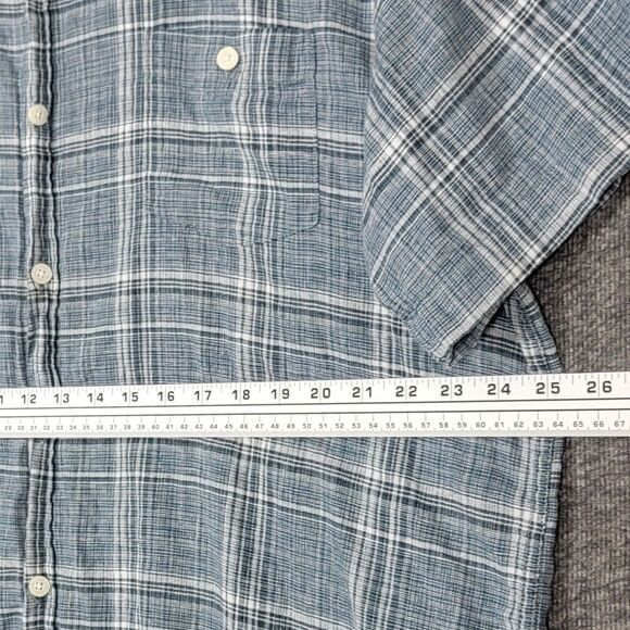 Weatherproof Vintage Shirt Mens XXL Blue Plaid Washable Linen Short Sleeve - Picture 6 of 10